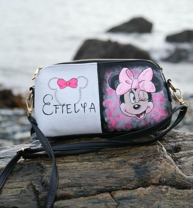 sac bandoulière minnie prénom personnalisé